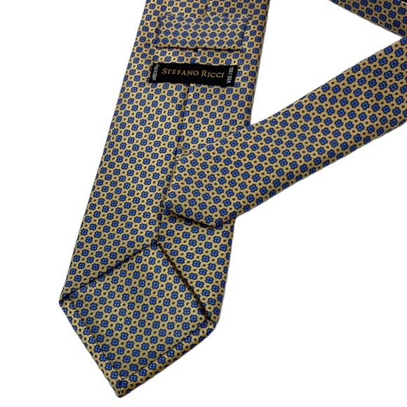 STEFANO RICCI Yellow/Blue Geometric Silk LUXURY Tie ITALY - Picture 2 of 5